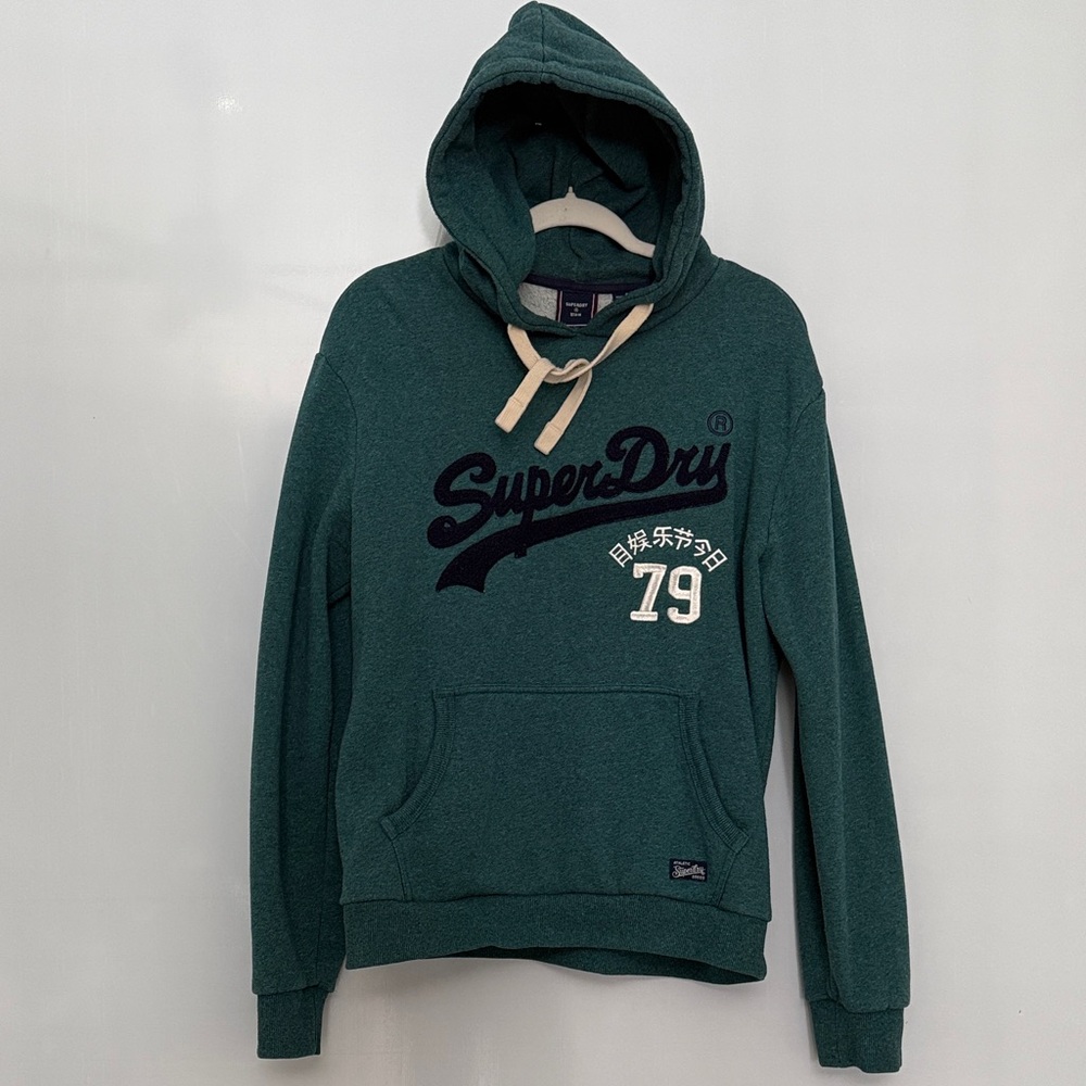 Superdry Men's  Green Logo Hooded Sweatshirt Pullover Athletic  size- large